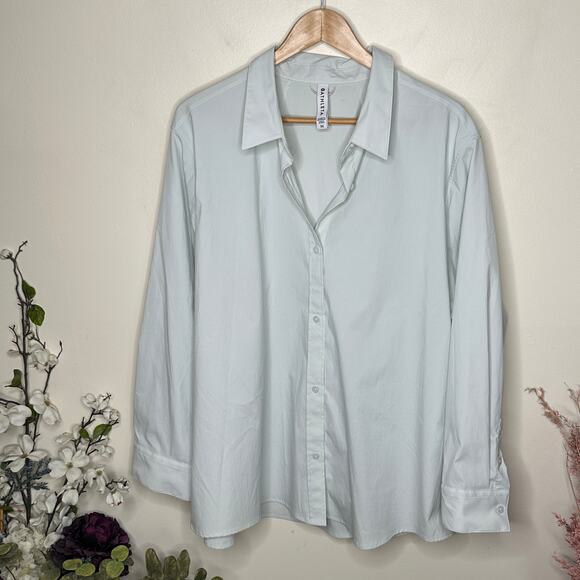 ATHLETA Midtown Button Down Shirt Halcyon Blue Sz 3X {B20} - Picture 2 of 6